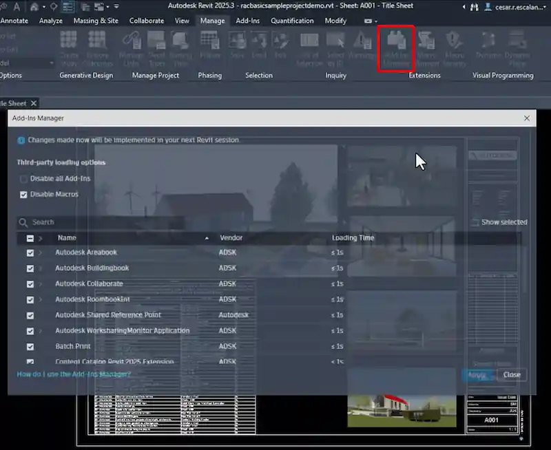 Add-in manager