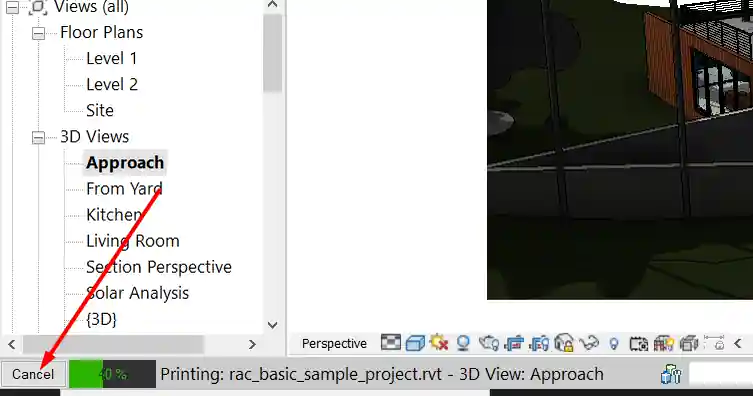 Custom export cancel