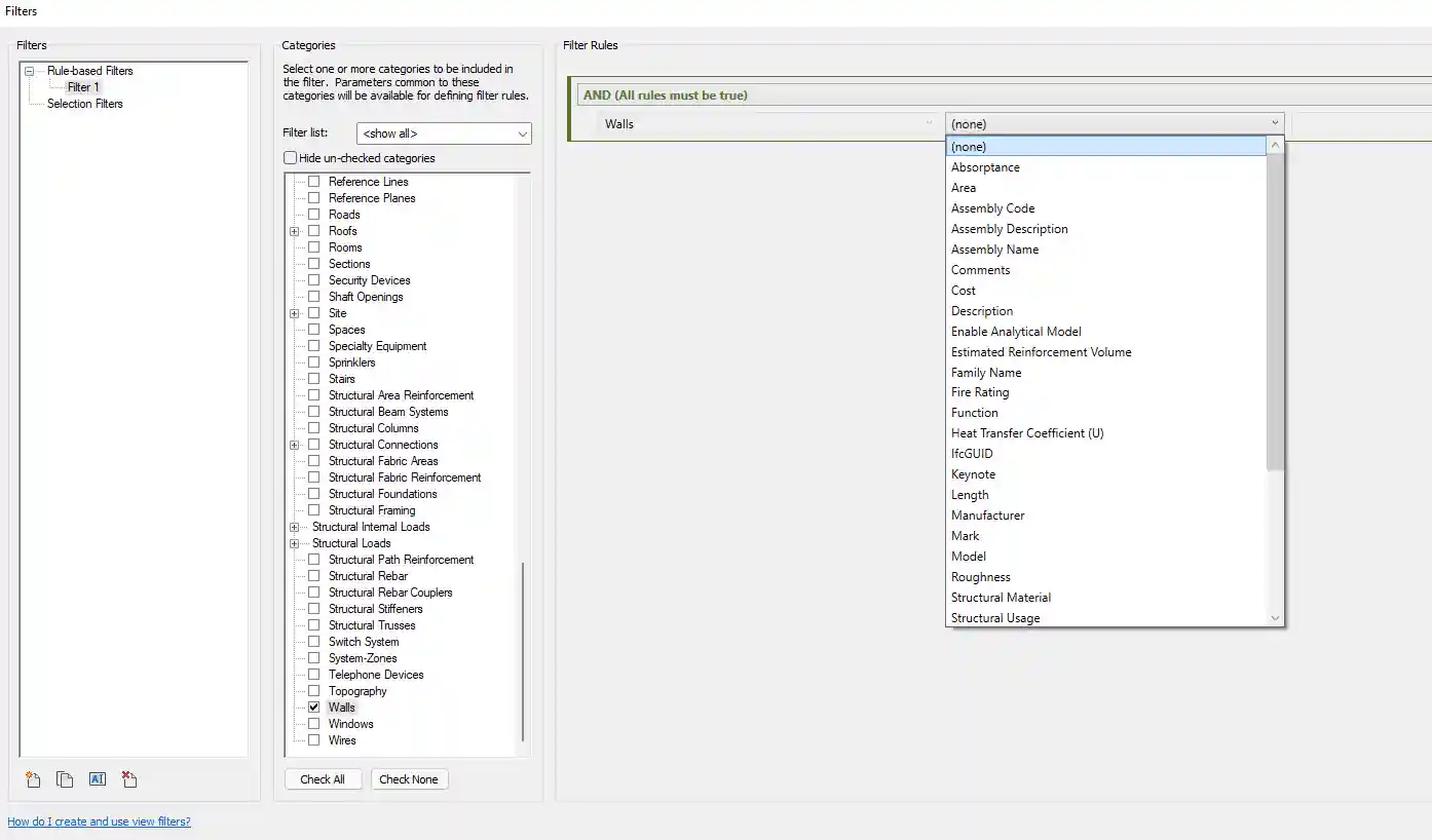 Valid ViewFilter parameters