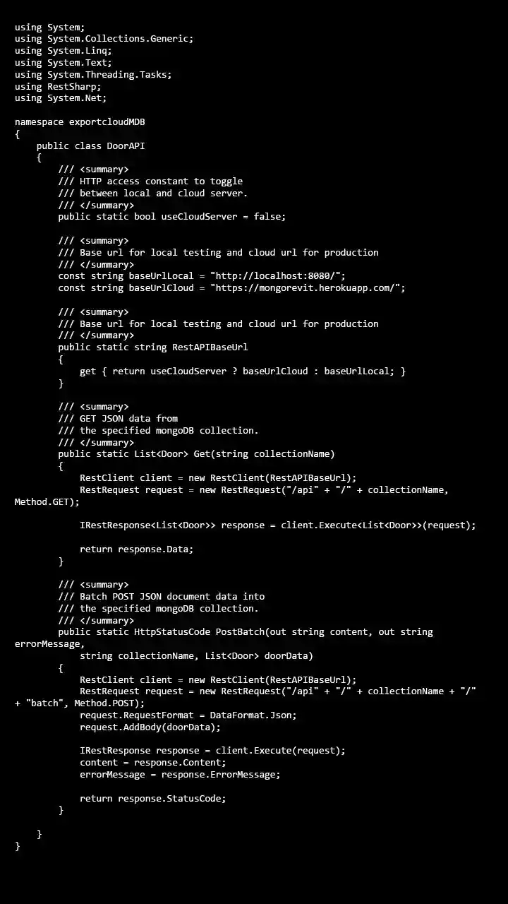 MongoDB export