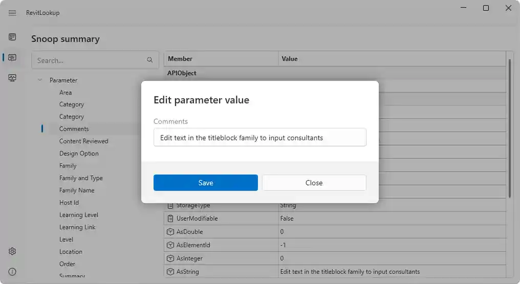 Edit parameter value