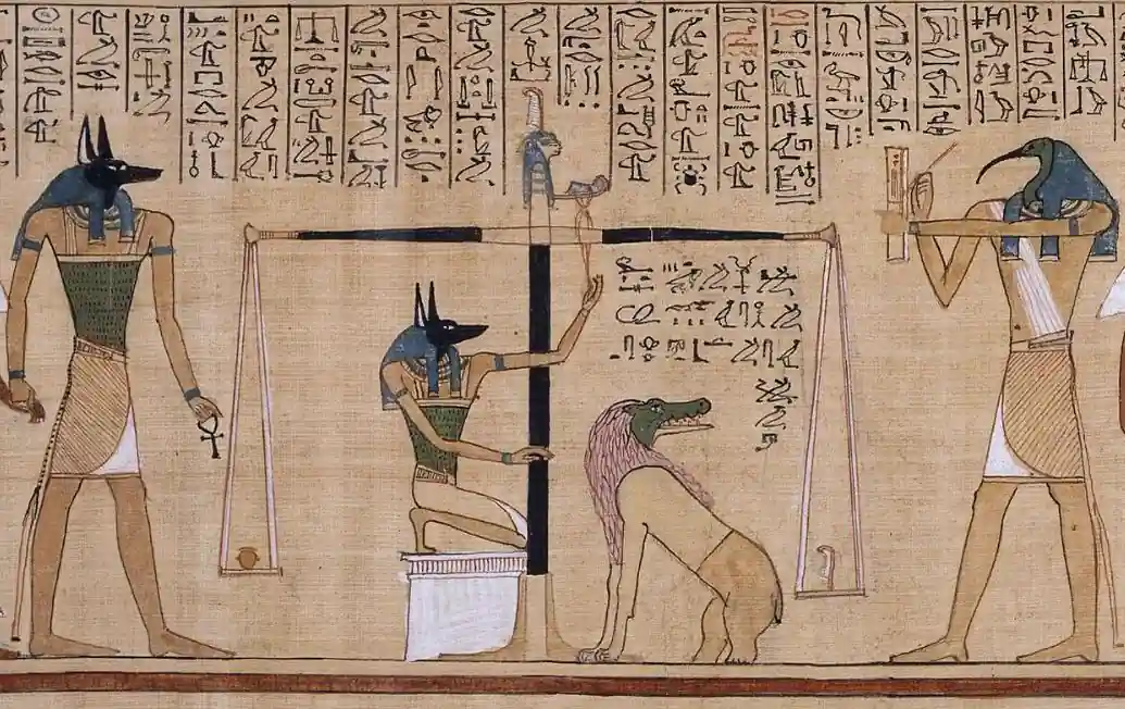 Weight of a heart versus feather of truth in Book of the Dead