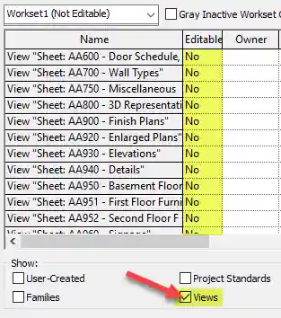 View workset editable