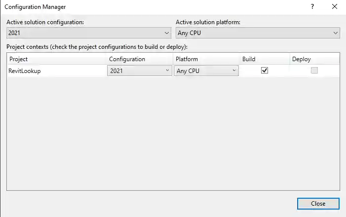 Visual Studio configuration manager