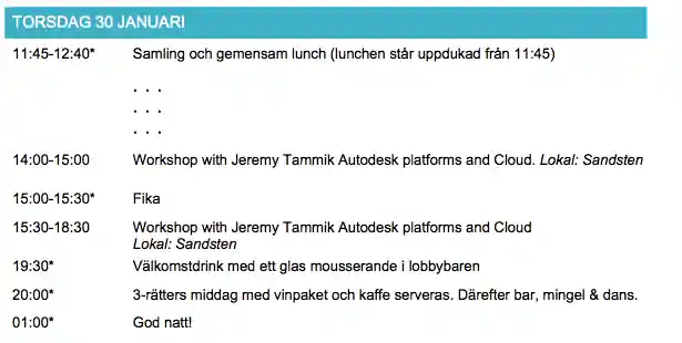 Web workshop agenda